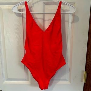 Topshop neon red one piece swimsuit Size 6